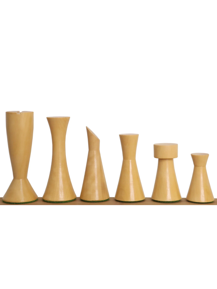 Set di scacchi ponderato Minimalist Tower Series 3,4" - pezzi in palissandro dorato, scacchiera e scatola