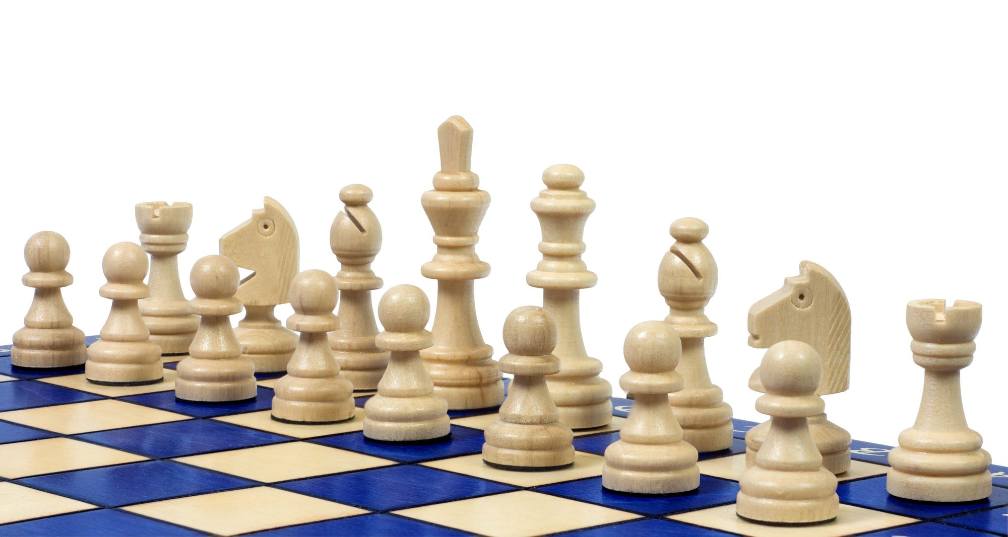 Jeu d'échecs en bois bleu