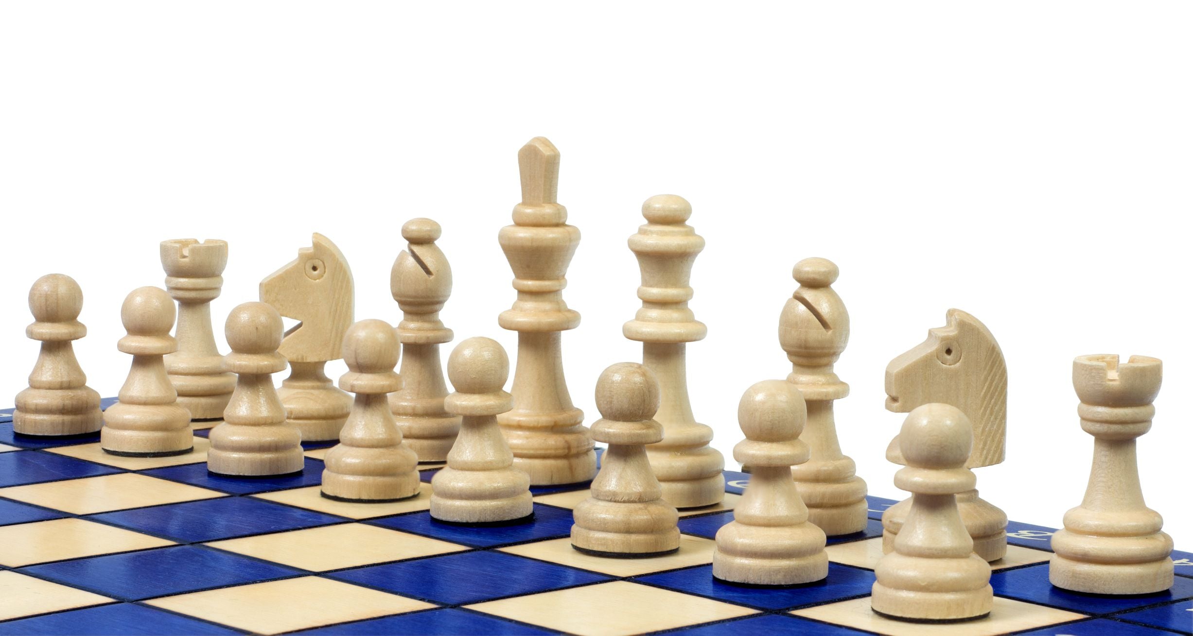 Jeu d'échecs en bois bleu