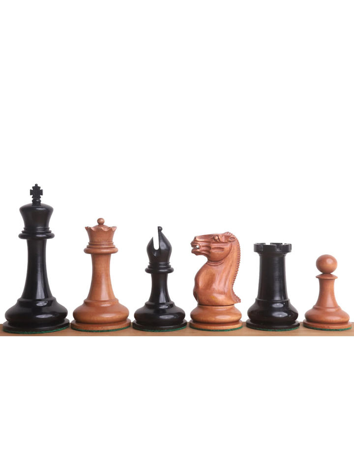 Set di scacchi Cooke Type Staunton 1849 - pezzi in legno di ebano e bosso anticato con scacchiera e scatola