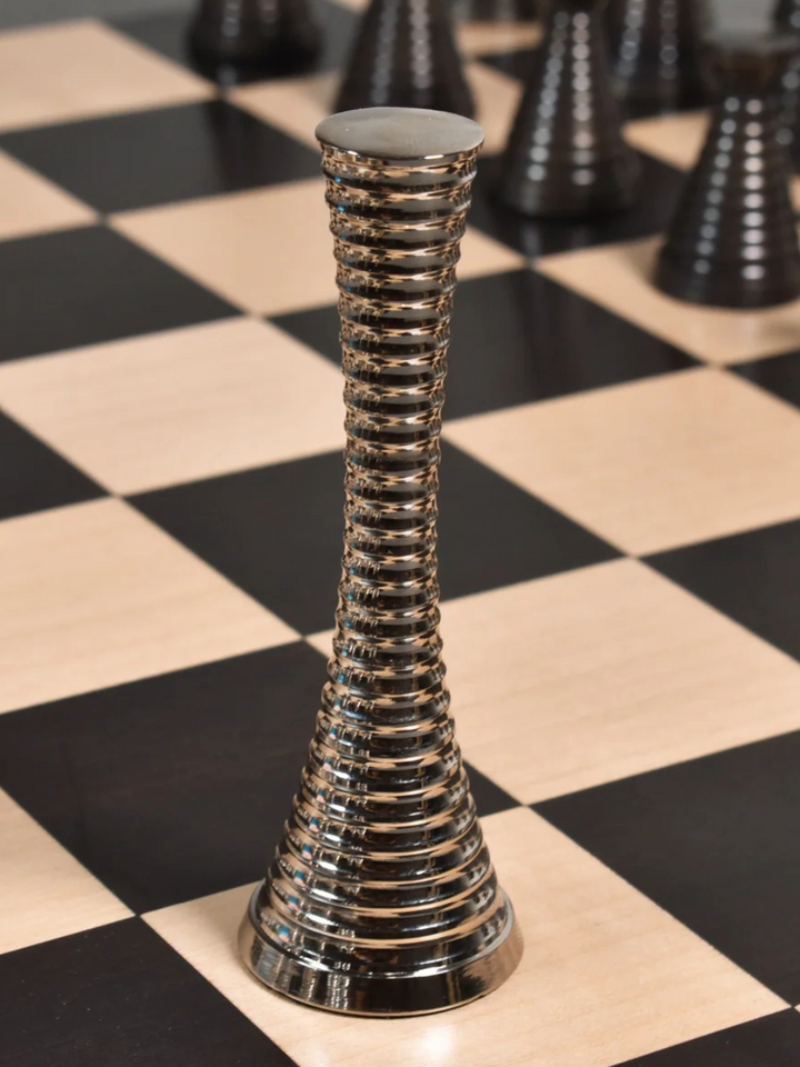 3.9" Modern Brass Metal Luxury Chess Set - Chess Pieces Only - Silver &amp; Antique chessmen