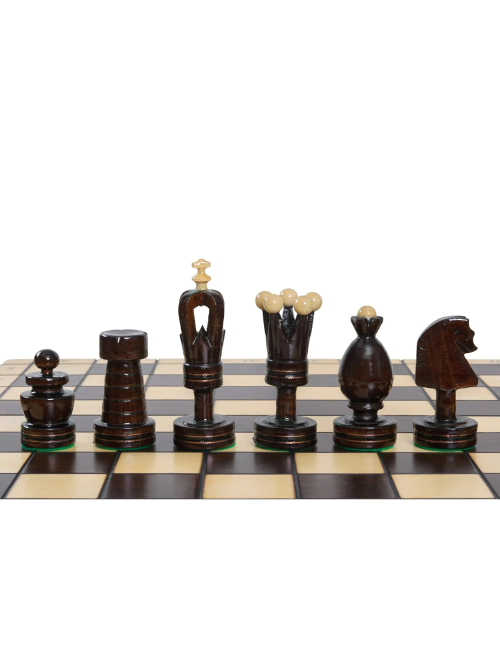 Beech Chess Set with Folding Board &amp; Brass Inlay