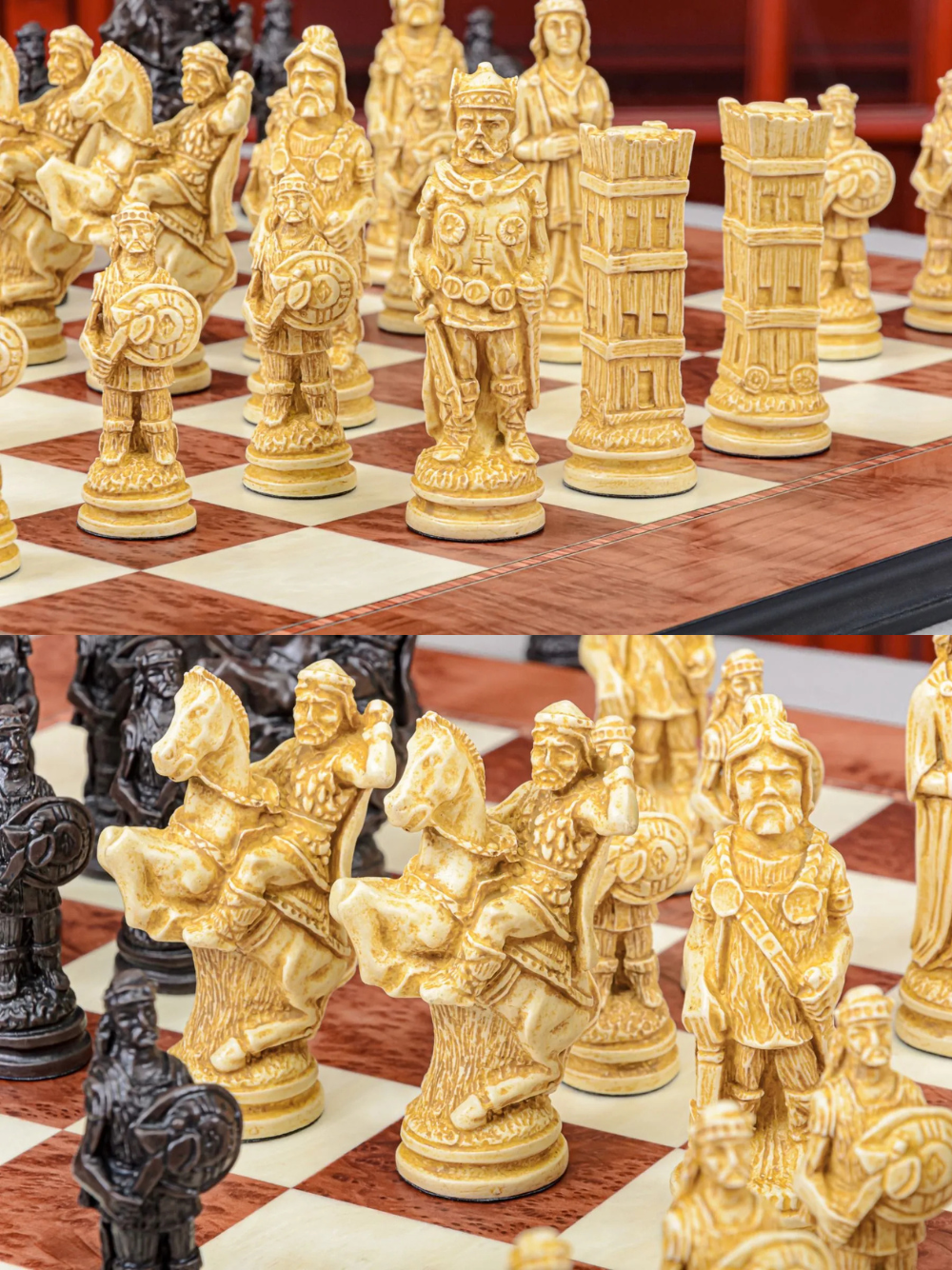 The Viking Series Chess Pieces - 4.4" King - Brown and Natural