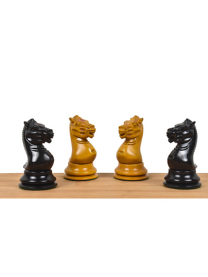 1852-55 Harrwitz Staunton Chess Pieces Antiqued Boxwood and Ebony - 3.5" King