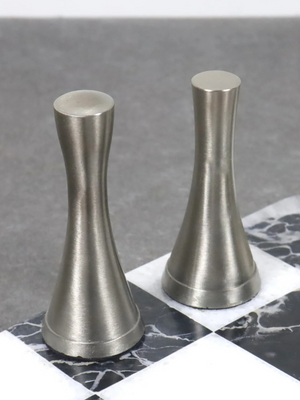 3.1" Tower Series Brass Metal Luxury Chess Pieces Only Set - Silver & Antique