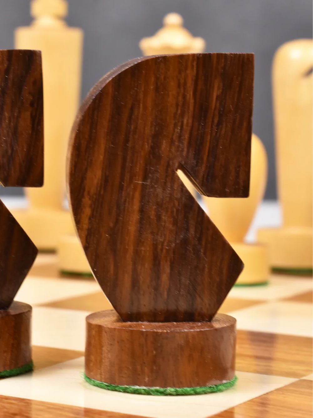 3.9″ Berliner Modern Minimalist Chess Pieces - Weighted Golden Rosewood