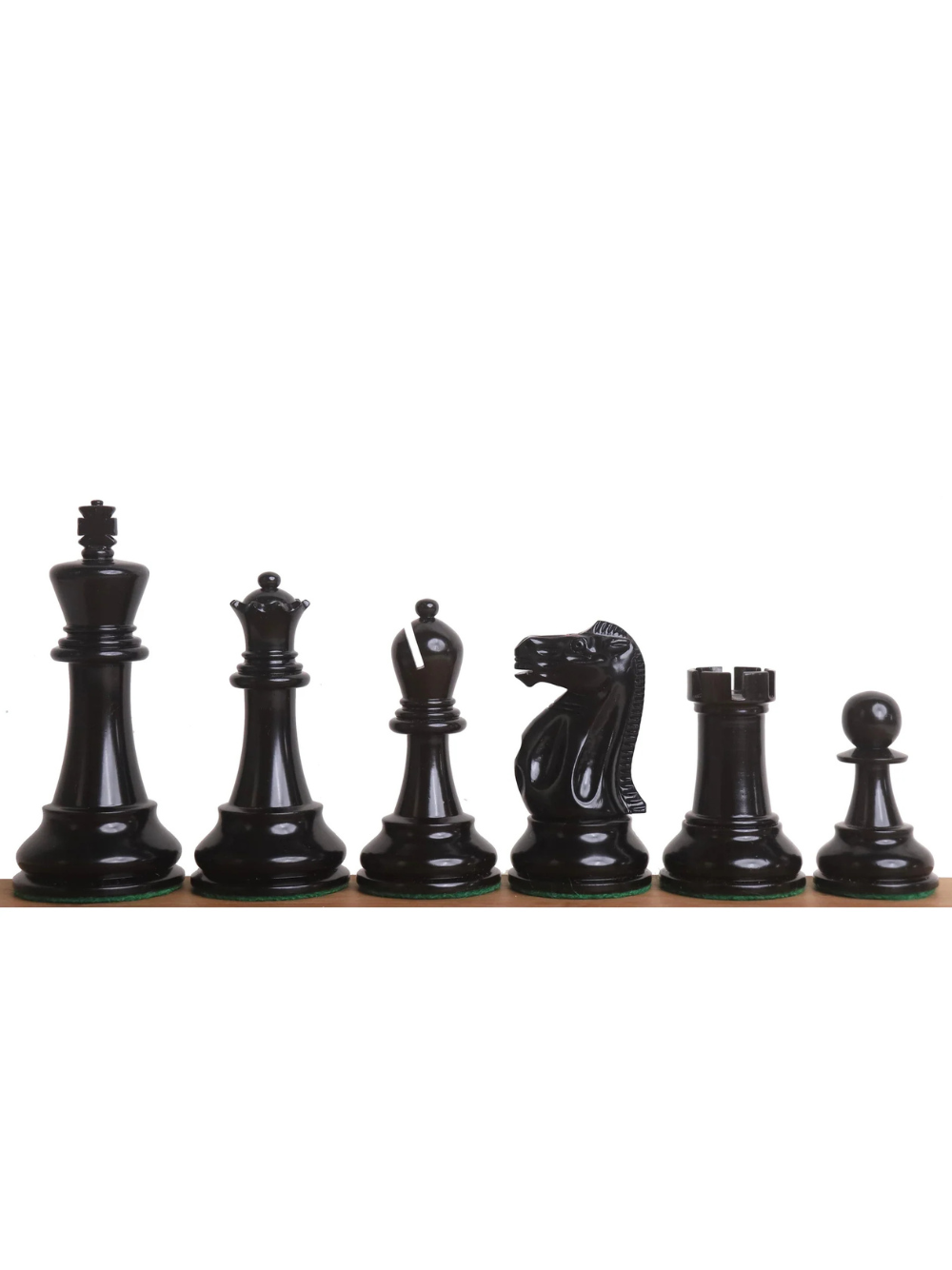 Jeu d'échecs Lessing Staunton 3,9" - Pièces en bois d'ébène et buis laqué vieilli avec plateau et boîte