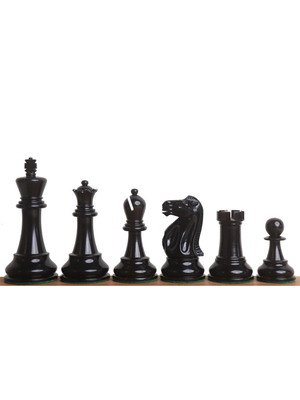 Jeu d'échecs Lessing Staunton 3,9" - Pièces en bois d'ébène et buis laqué vieilli avec plateau et boîte