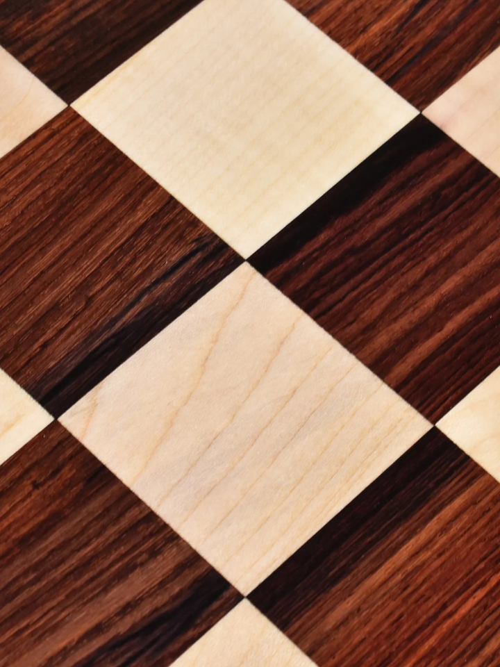21 inches Large Flat Chess board Rosewood &amp; Maple Wood - Square of 55 mm