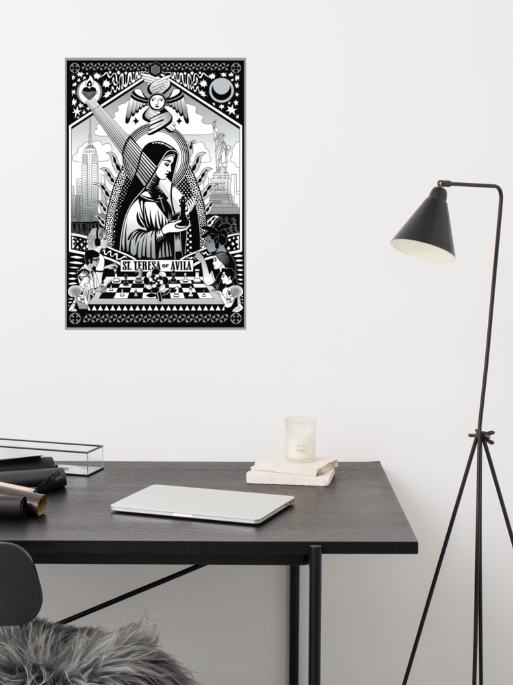 Sainte Thérèse, patronne des échecs (Impression en noir et blanc) 