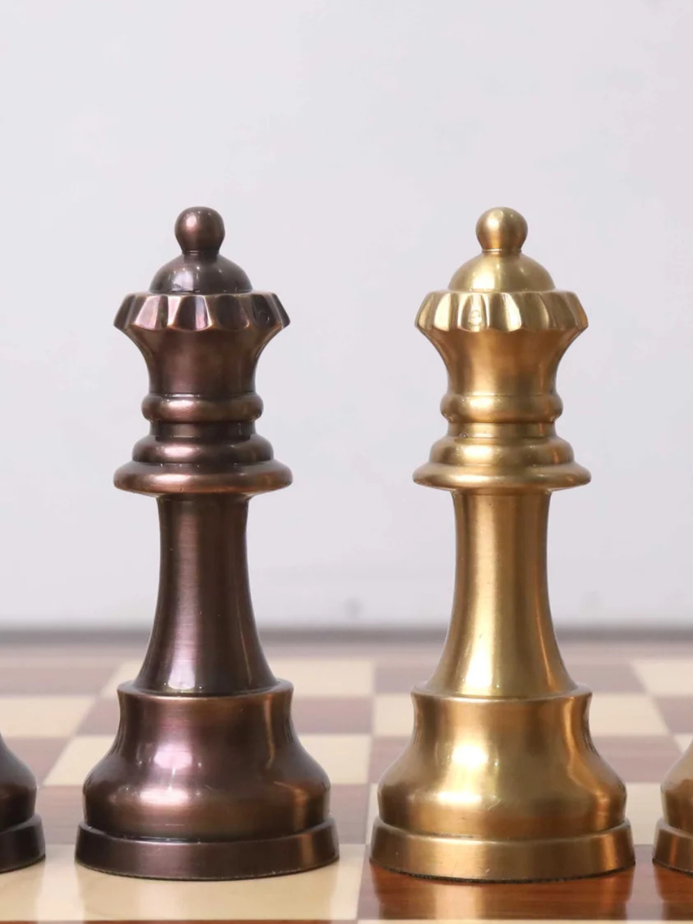 3.2" Pro Staunton Antiqued Copper Brass Metal Luxury Chess Pieces - 3.2" King
