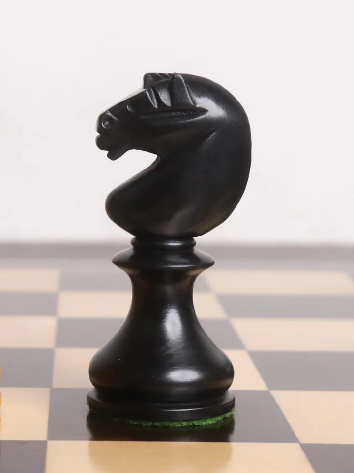 English Dublin Pattern Chess Pieces - Antiqued &amp; Ebonised Boxwood - 3.6" King