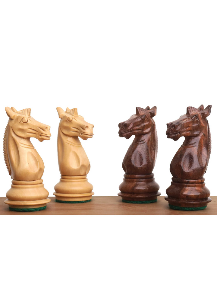Serie Meghdoot Pezzi di Scacchi Staunton 3,4" in Palissandro Dorato
