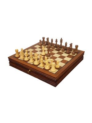 20” Legacy Golden Rosewood Chess Board with 4.1" Staunton Chess Pieces