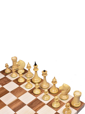 1950's Soviet Latvian Reproduced Chess Pieces Ebonised Boxwood - 4"