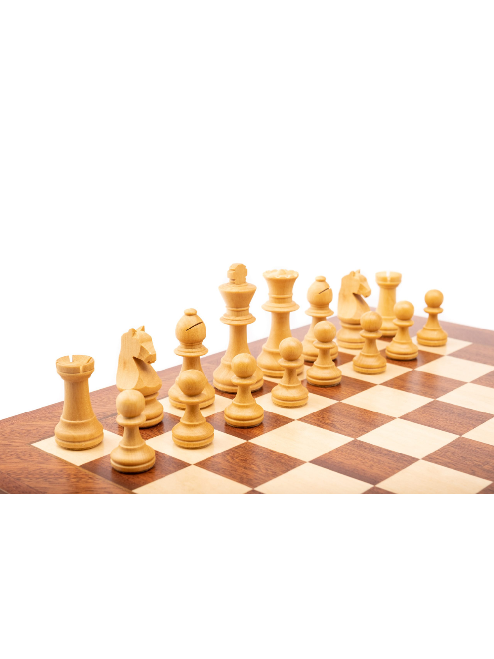 Staunton Europe chess set weighted pieces with MATTE finish with sapelli/maple board