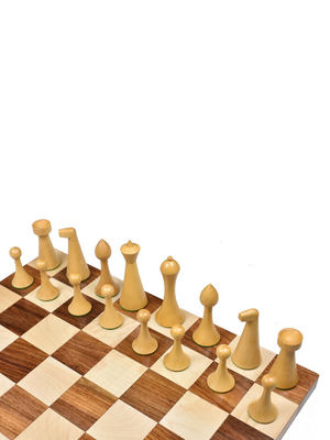 3.6" Herman Ohme Minimalist Chess Pieces - Weighted Ebonised Boxwood