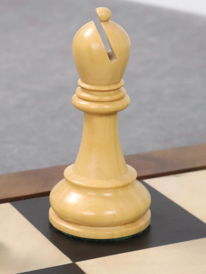 4" Leningrad Staunton Chess Pieces - Ebonised Boxwood