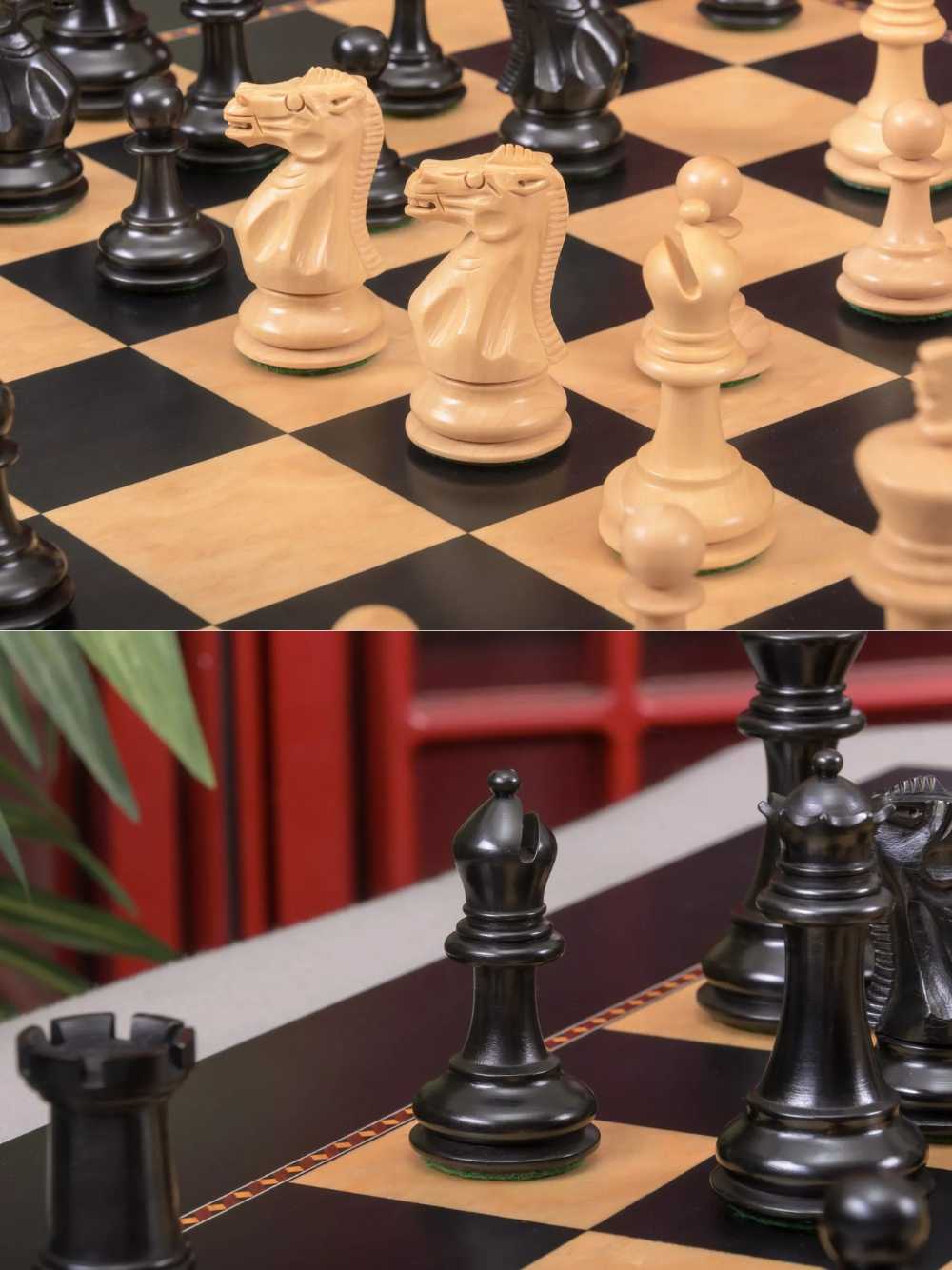 The York Series Chess Pieces - 3.5" King (Ebonised Boxwood and Natural Boxwood)