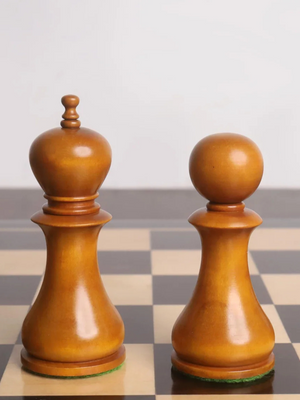 English Dublin Pattern Chess Pieces - Antiqued & Ebonised Boxwood - 3.6" King