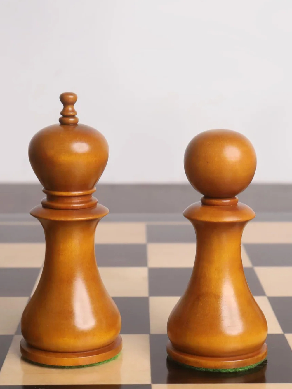 3.6" English Dublin Pattern Chess Pieces Antiqued & Ebonised Boxwood