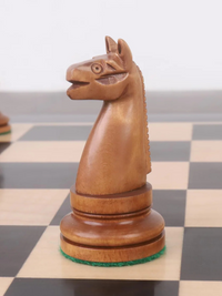 Jeu d'échecs reproduction des années 1900 de l'American Chess Company - Pièces d'échecs uniquement - Buis vieilli et noirci - King size de 9,9 cm