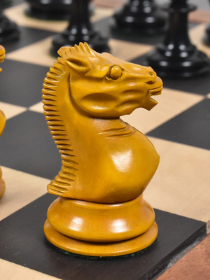 1852-55 Harrwitz Staunton Chess Pieces Antiqued Boxwood and Ebony - 3.5" King