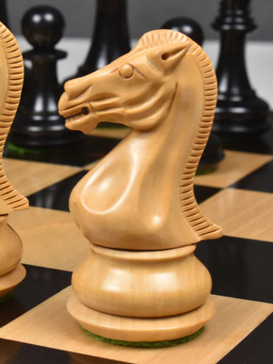 4.1" Chamfered Base Staunton Chess Pieces Only Set - Triple Weighted Ebony Wood