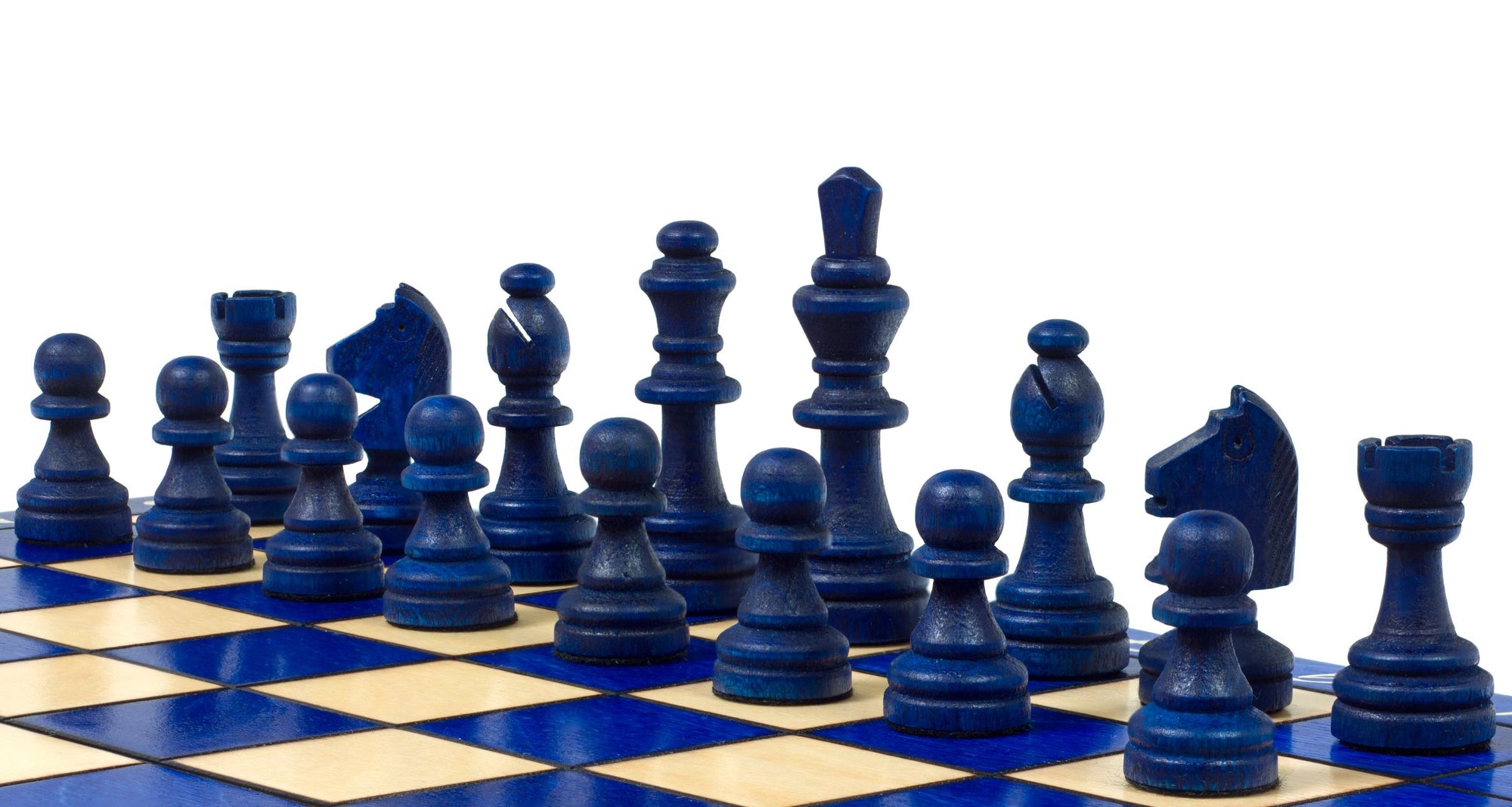 Jeu d'échecs en bois bleu
