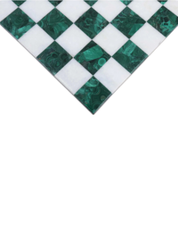 15'' Borderless Solid Malachite Stone Luxury Chess Board - Green and White Semi Precious Stone