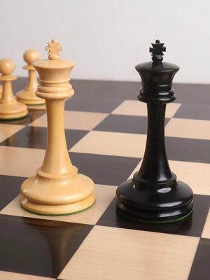19th century B and Co Reproduced Luxury Chess Pieces Ebony Wood & Boxwood - 4.2″ King