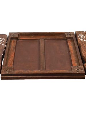 Table d'échecs en bois 14" – Série Bibliothèque en palissandre doré et ivoire acrylique