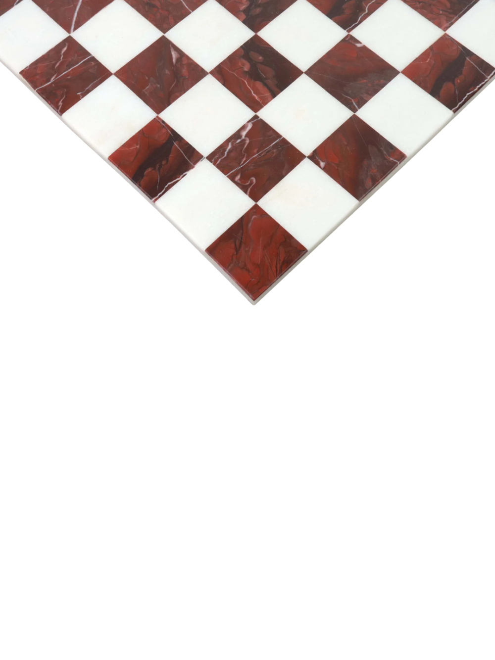 15'' Borderless Marble Stone Luxury Chess Board - Maroon Semi Precious Stones