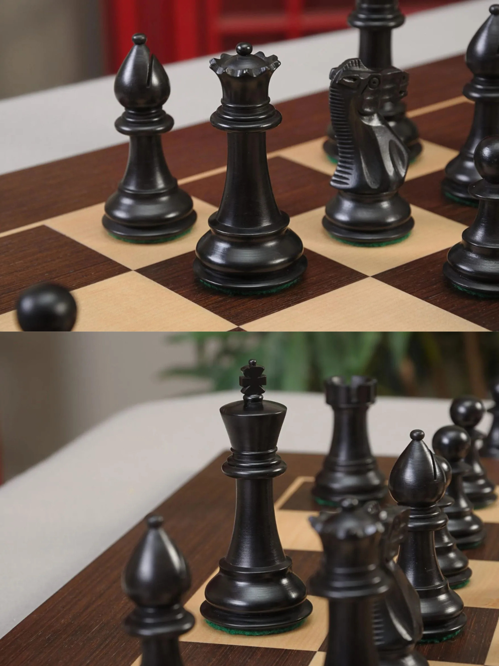 The Classic Series Chess Pieces - 3.75" King (Ebonised Boxwood and Natural Boxwood)
