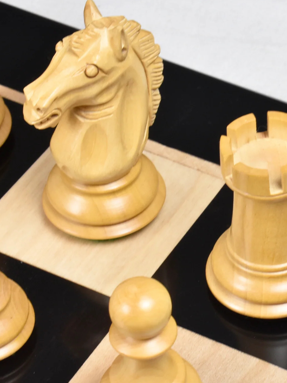 3.9" Exclusive Alban Staunton Chess Pieces Triple Weighted Ebony Wood