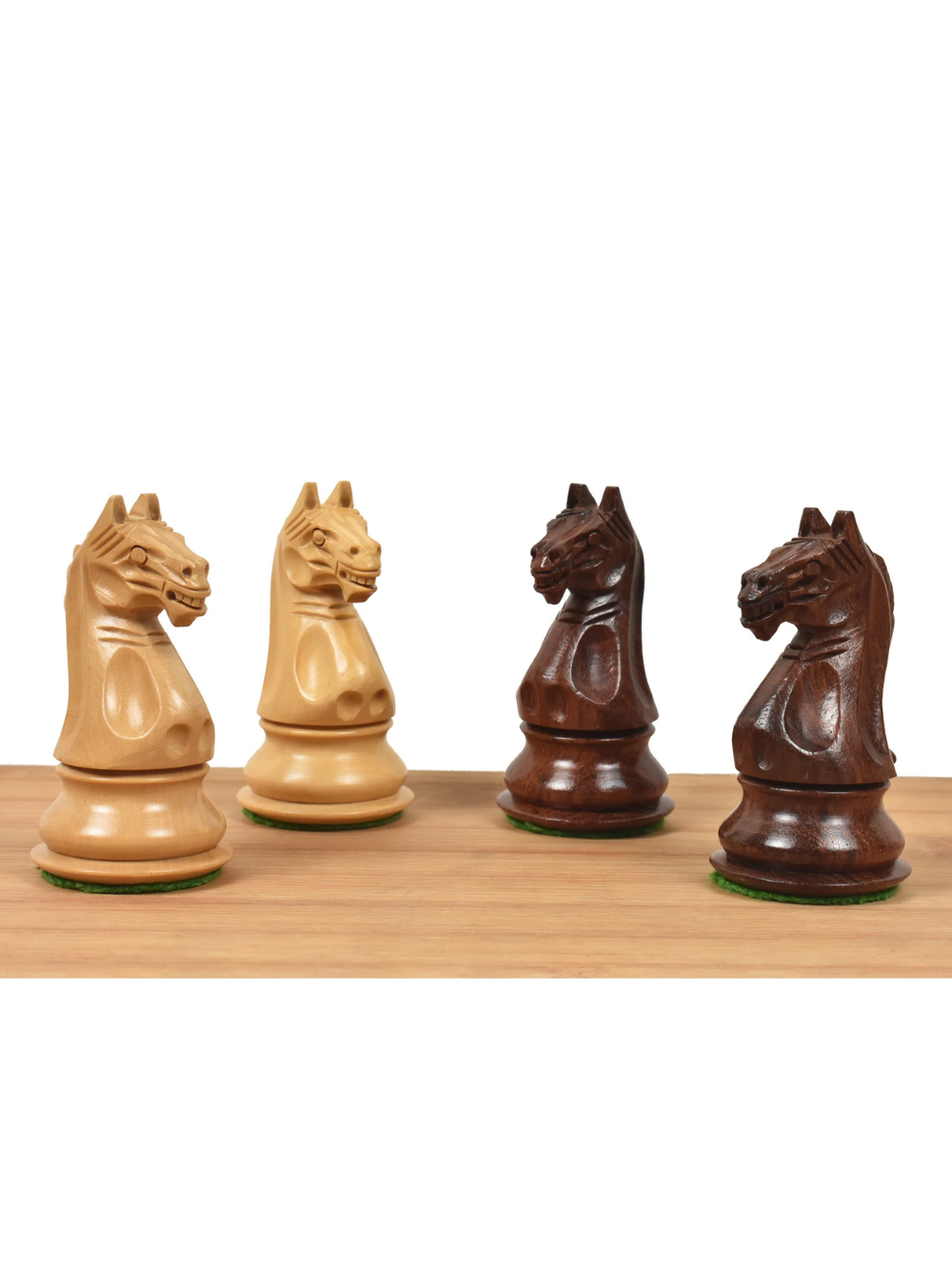 4" Fierce Knight Staunton Chess Pieces - Golden Rosewood & Boxwood