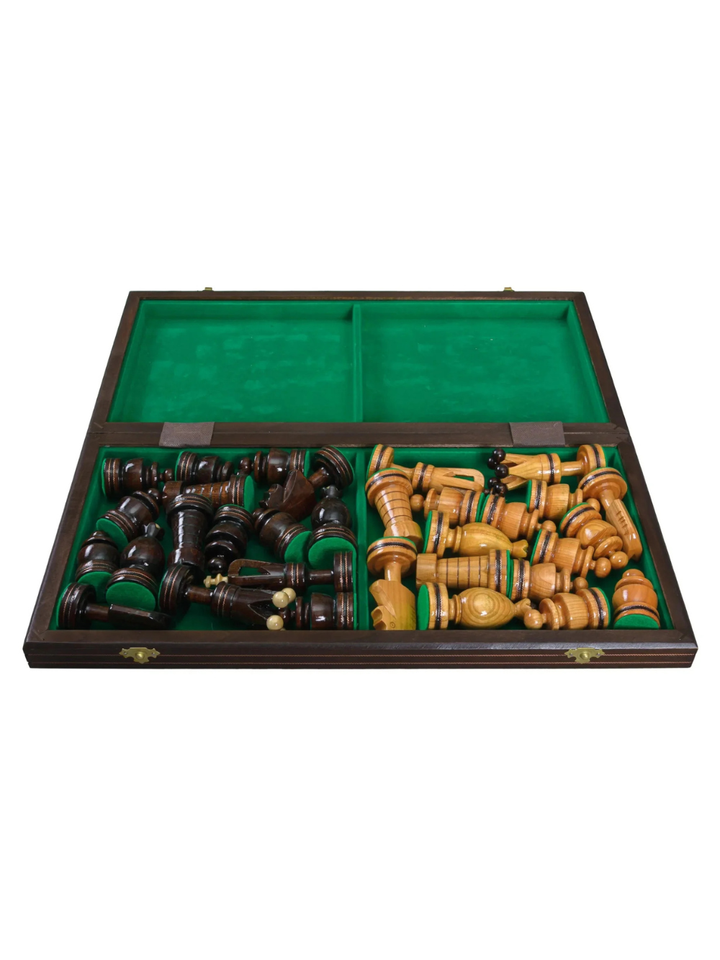 Beech Chess Set with Folding Board &amp; Brass Inlay