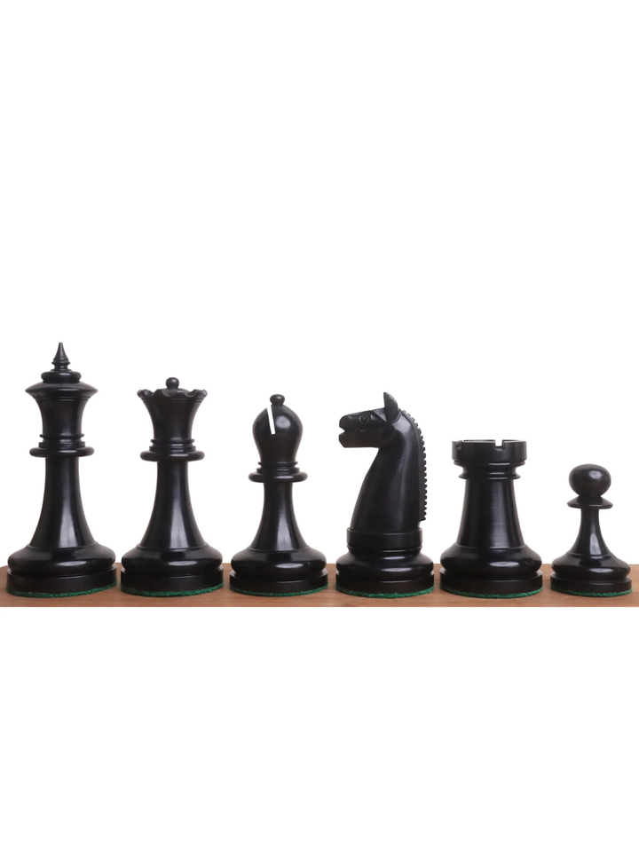 Replika zestawu American Chess Company z początku XX wieku – figury z hebanu z planszą i pudełkiem