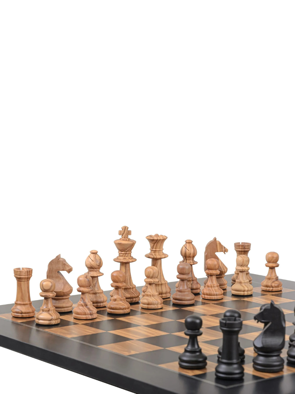 Rechapados Ferrer Olivewood Chess Set Combo - Black Olive Chess Board & Pieces