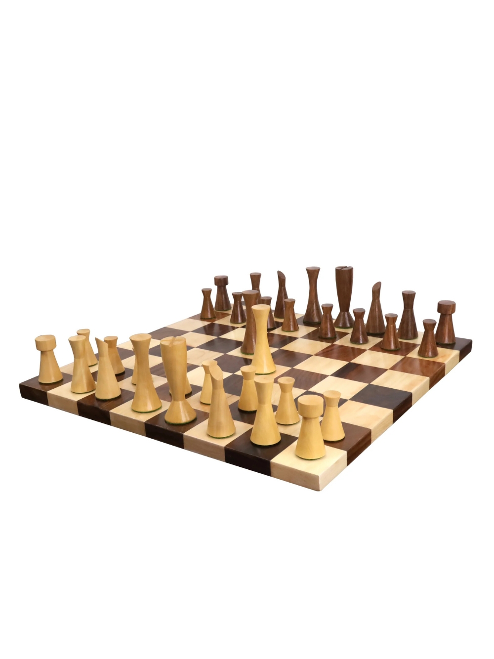 3.4" Minimalist Tower Series Weighted Chess Set - Golden Rosewood Pieces, Board & Box