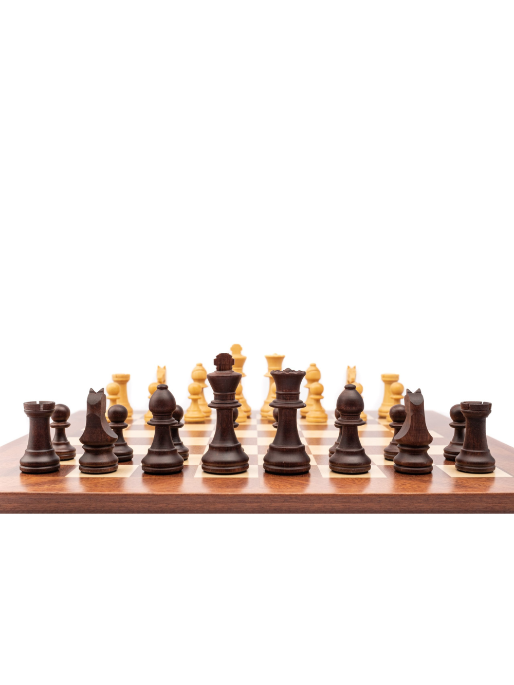 Staunton Europe chess set weighted pieces with MATTE finish with sapelli/maple board