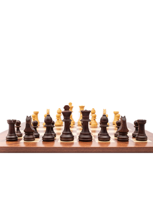 Staunton Europe chess set weighted pieces with MATTE finish with sapelli/maple board