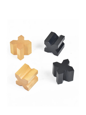 Reproduced 1923 Bauhaus Ebonised Boxwood Abstract Chess Pieces - 2" King