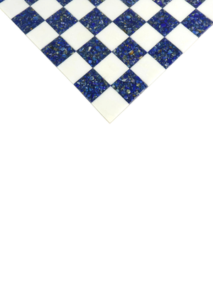 18 Zoll rahmenloses Luxus-Schachbrett aus Marmorstein – Lapislazuli-Blau und Weiß