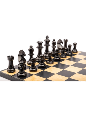 Staunton Europe nº5 chess set weighted GLOSSY pieces with BLACK board without frame