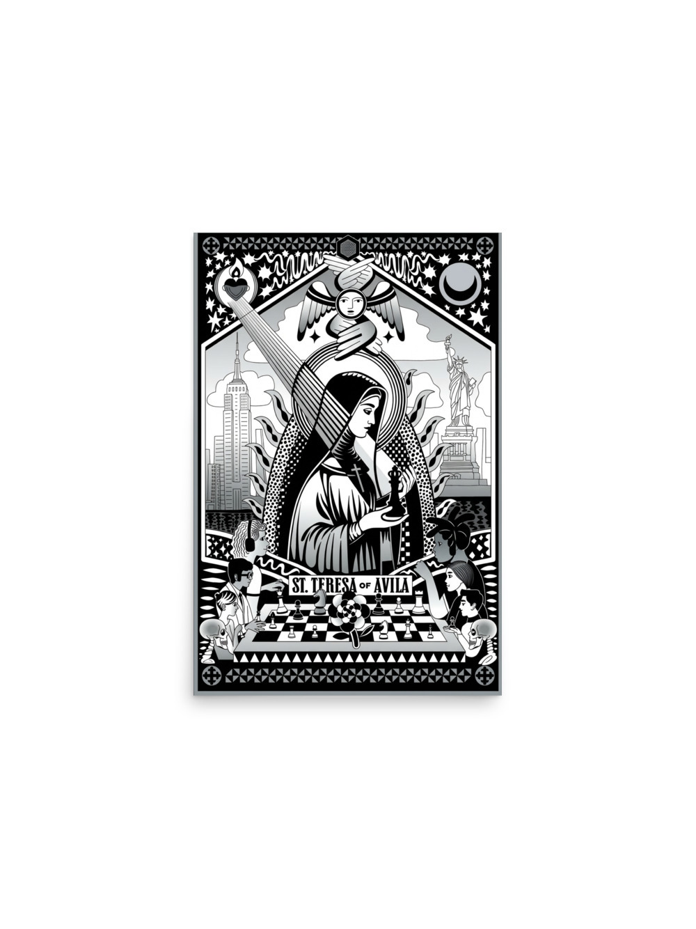 Sainte Thérèse, patronne des échecs (Impression en noir et blanc) 