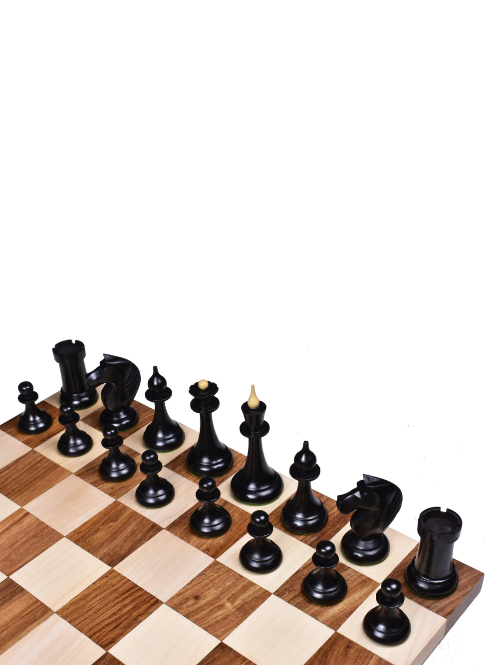 1950's Soviet Latvian Reproduced Chess Pieces Ebonised Boxwood - 4"