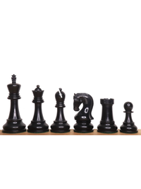 4" Leningrad Staunton Chess Set - Pieces in Ebonised Boxwood with Board and Box