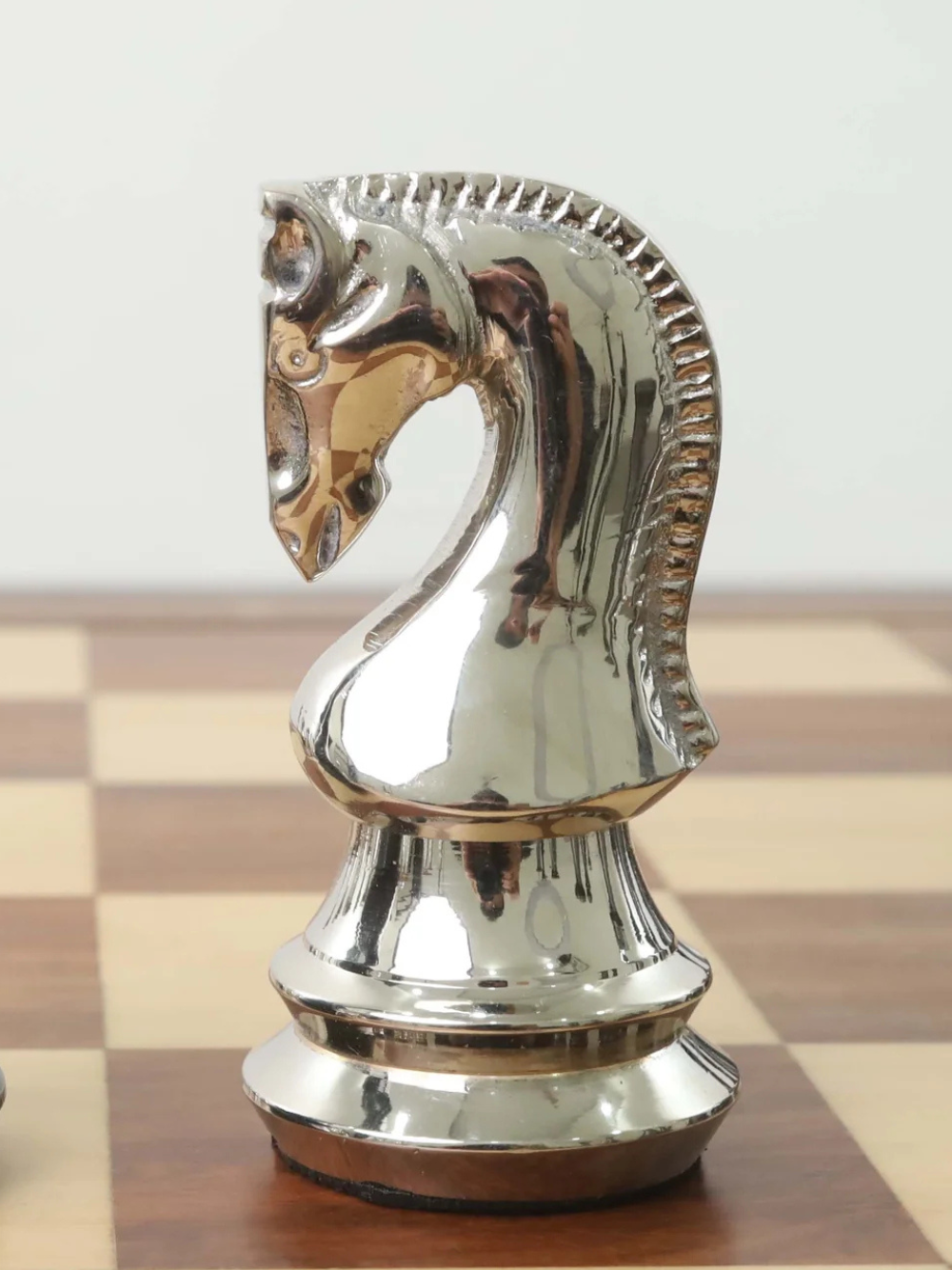 4.4" Russian Zagreb Brass Metal Luxury Chess Pieces - Silver & Antique