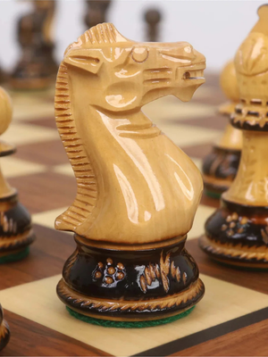 20” Legacy Golden Rosewood Chess Board with 4” Professional Staunton Pieces (Gloss Finish)